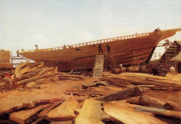 Schiffbau in Gloucester Realismus Marinemaler Winslow Homer Ölgemälde